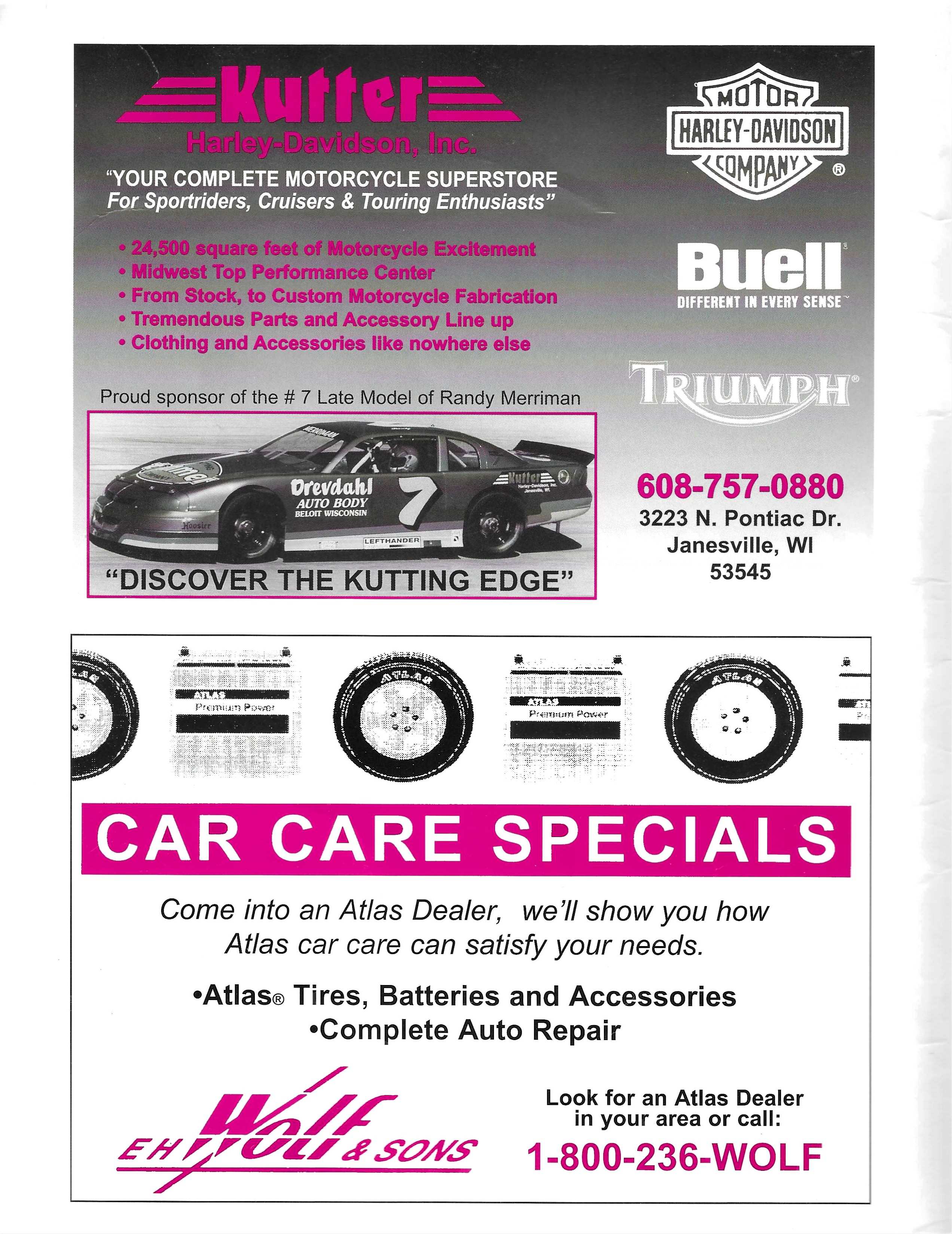 1996 Slinger Speedway Yearbook page 3