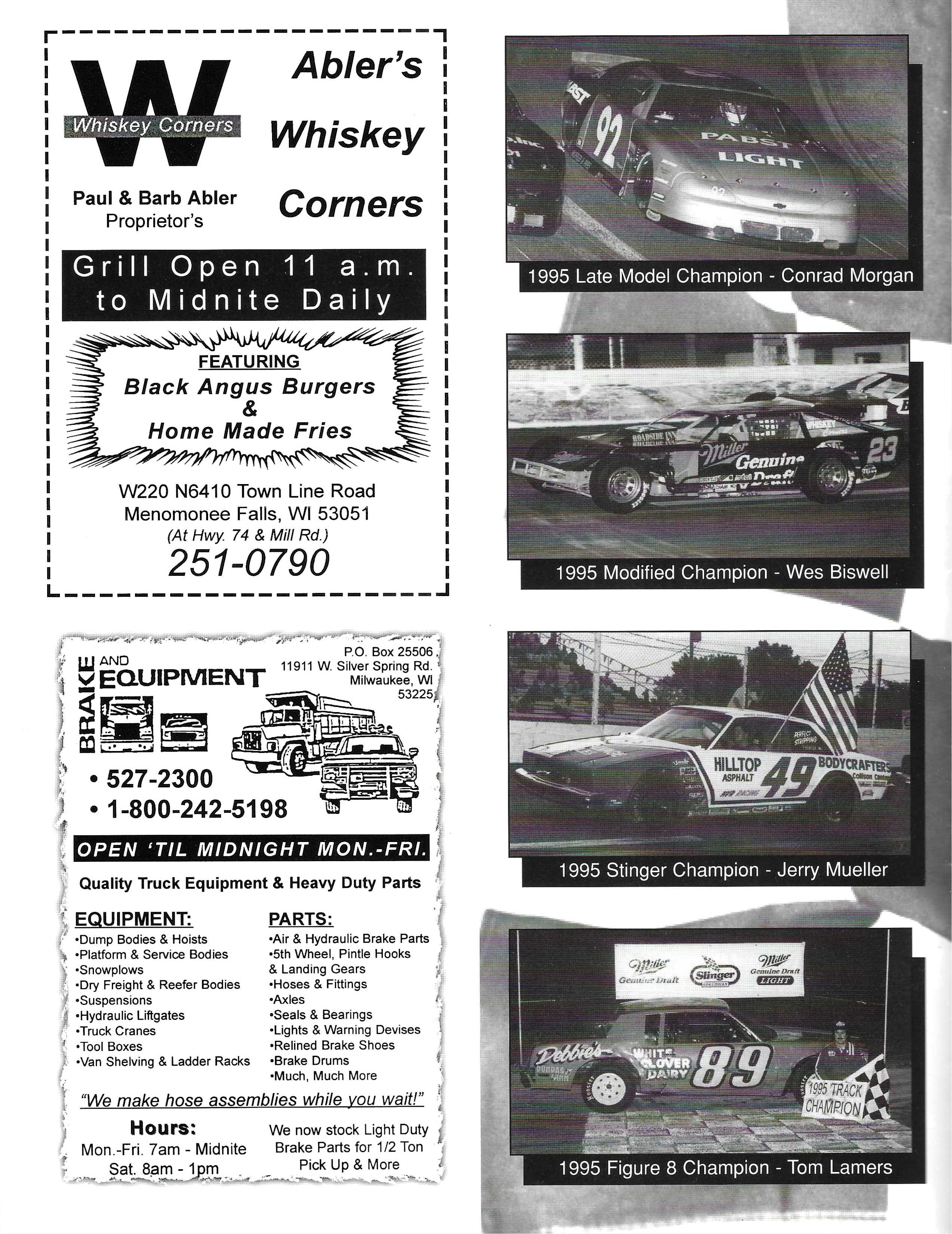 1996 Slinger Speedway Yearbook page 11