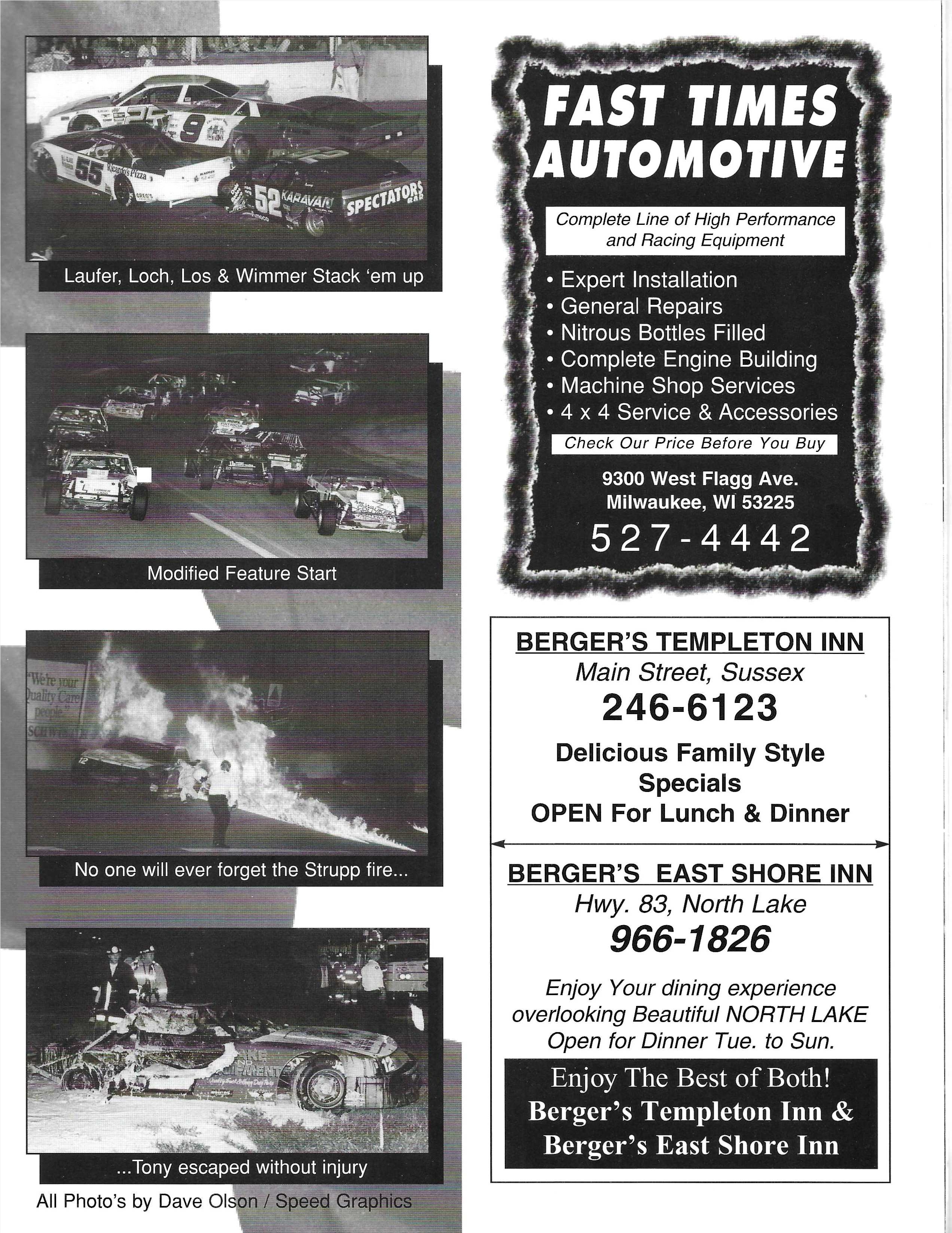 1996 Slinger Speedway Yearbook page 12
