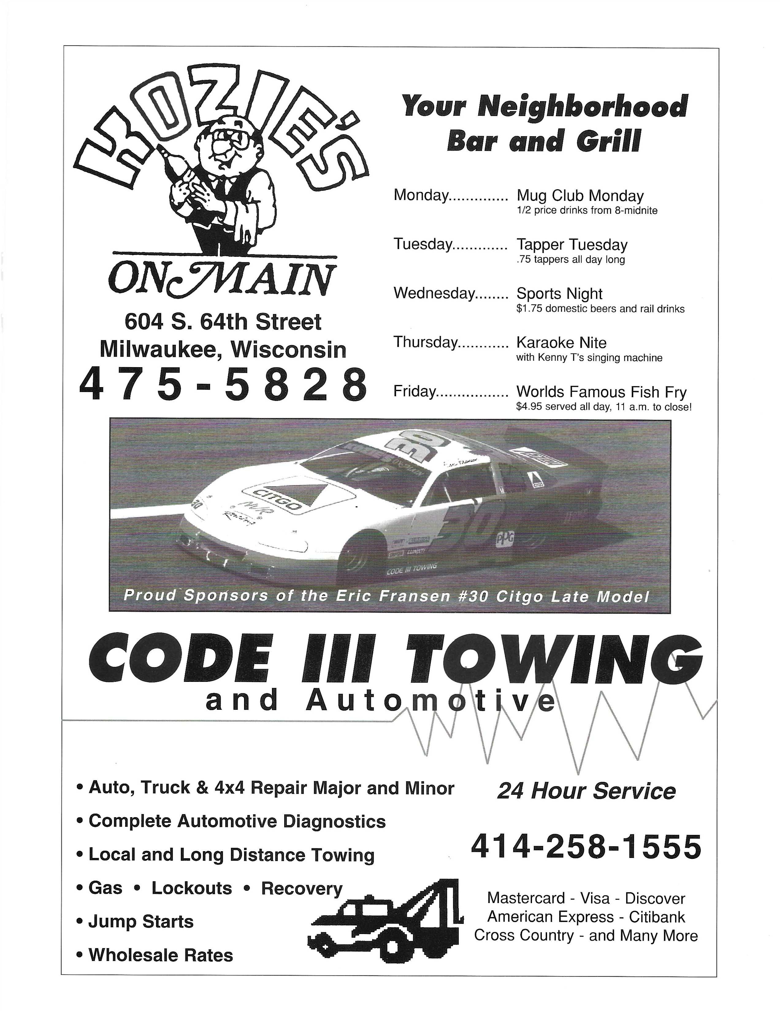 1996 Slinger Speedway Yearbook page 14