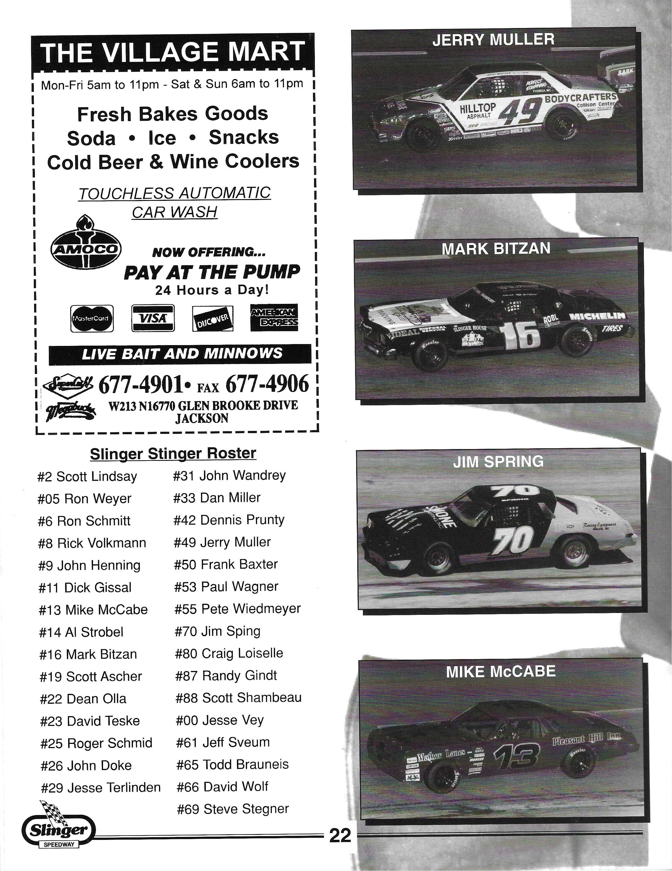 1996 Slinger Speedway Yearbook page 25