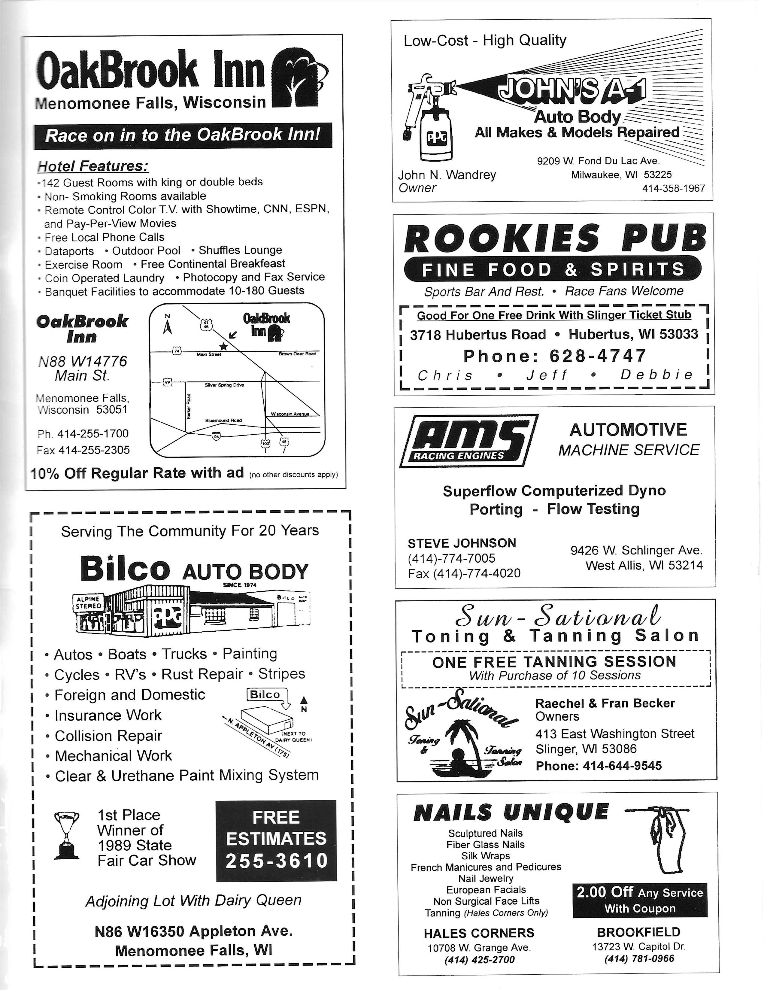 1996 Slinger Speedway Yearbook page 30