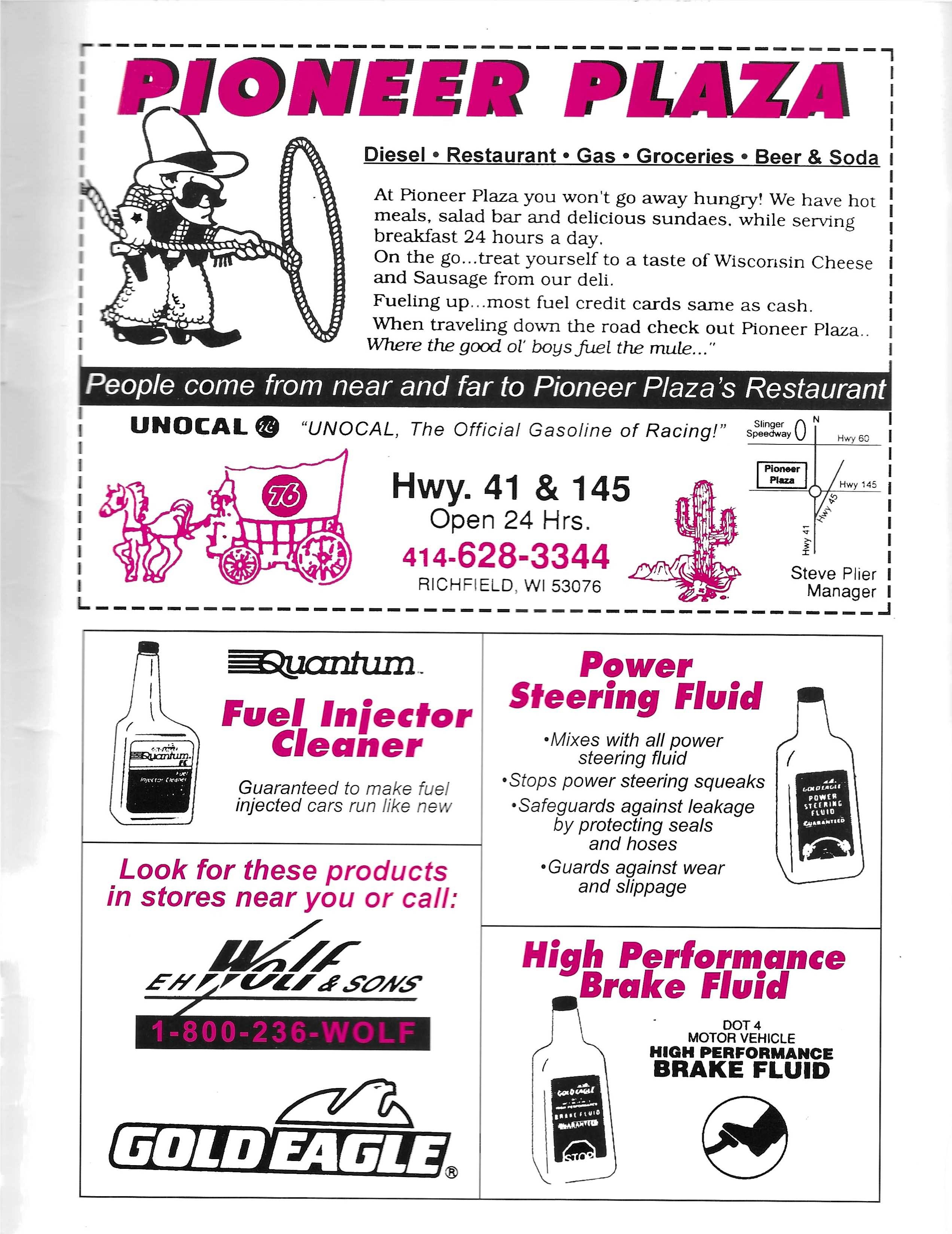 1996 Slinger Speedway Yearbook page 33